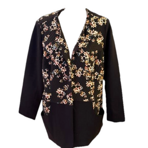 LOGO by Lori Goldstein Lined Floral Print Quilted Blazer Jacket Casual Sz 18w